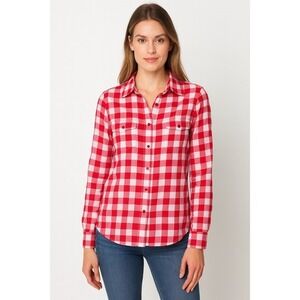 Faded Glory Pink White Buffalo Check Gingham Button Up Shirt‎ M Cowgirl 49-29
